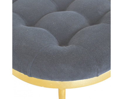 Artisan Deep Button Velvet Footstool - Black