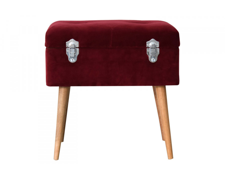 Artisan - Wine Velvet Lid-up Footstool