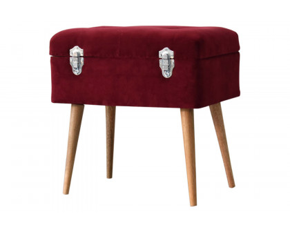 Artisan - Wine Velvet Lid-up Footstool