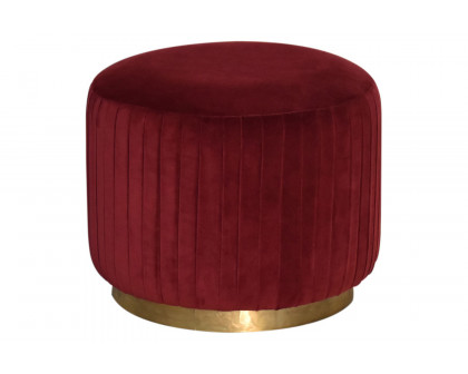 Artisan Footstool with Base - Cotton Velvet, Wine Red, Gold