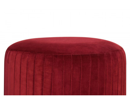 Artisan Footstool with Base - Cotton Velvet, Wine Red, Gold