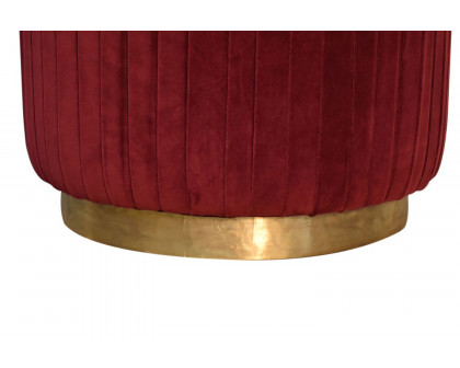 Artisan Footstool with Base - Cotton Velvet, Wine Red, Gold