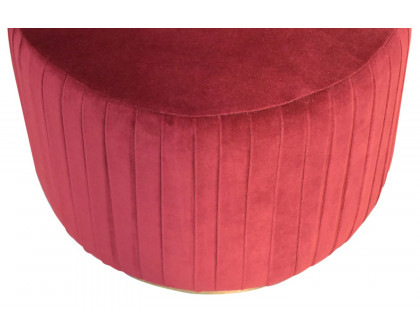 Artisan Footstool with Base - Cotton Velvet, Wine Red, Gold