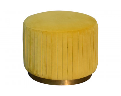 Artisan Footstool with Base - Cotton Velvet, Mustard, Gold