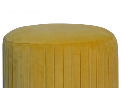 Artisan Footstool with Base - Cotton Velvet, Mustard, Gold