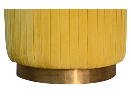 Artisan Footstool with Base - Cotton Velvet, Mustard, Gold