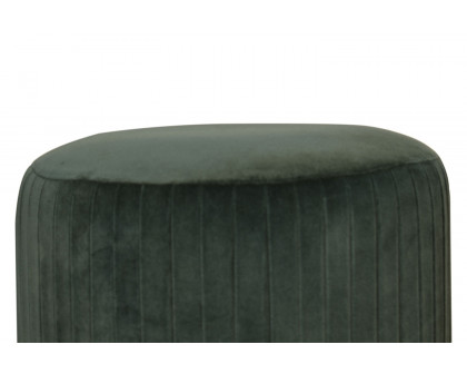 Artisan Footstool with Base - Cotton Velvet, Emerald Green, Gold