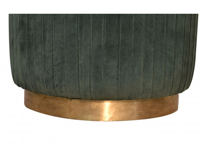 Artisan Footstool with Base - Cotton Velvet, Emerald Green, Gold