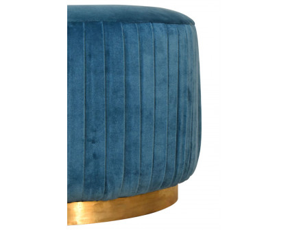 Artisan Footstool with Base - Cotton Velvet, Teal, Gold