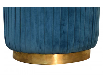 Artisan Footstool with Base - Cotton Velvet, Teal, Gold