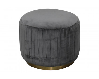 Artisan Footstool with Base - Cotton Velvet, Gray, Gold