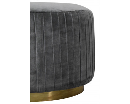 Artisan Footstool with Base - Cotton Velvet, Gray, Gold