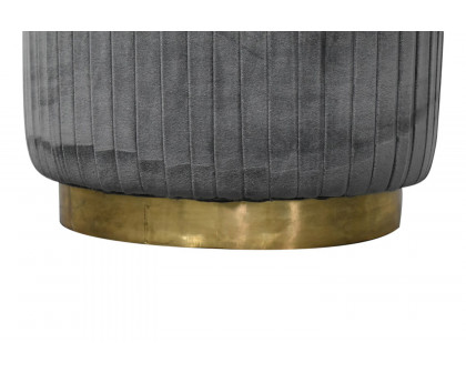 Artisan Footstool with Base - Cotton Velvet, Gray, Gold