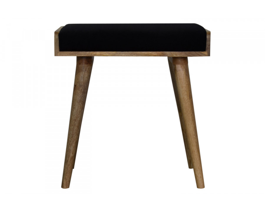 Artisan Tray Style Footstool - Velvet, Black