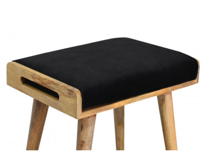 Artisan Tray Style Footstool - Velvet, Black