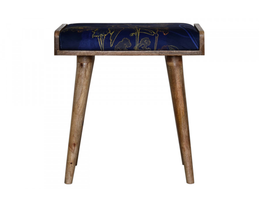 Artisan Tray Style Footstool - Velvet, Shangri-La