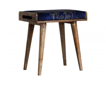 Artisan Tray Style Footstool - Velvet, Shangri-La