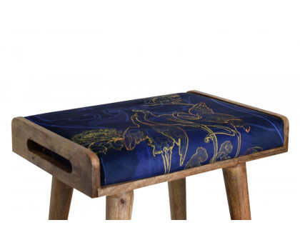 Artisan Tray Style Footstool - Velvet, Shangri-La