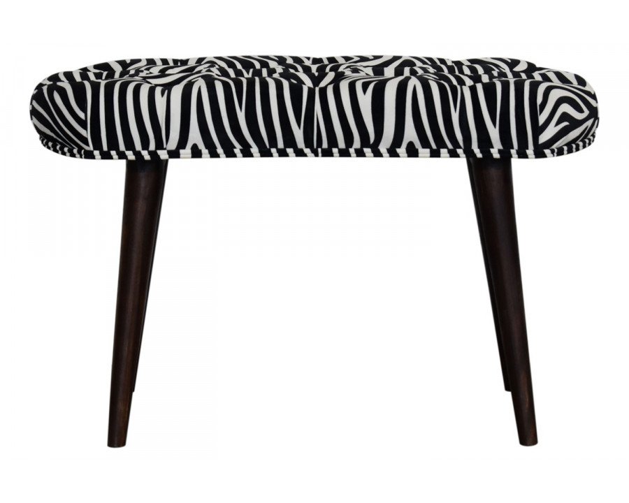 Artisan Deep Button Bench - Zebra, Velvet