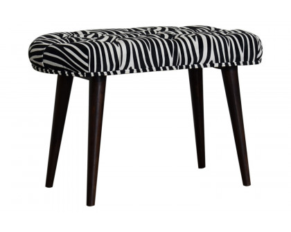 Artisan Deep Button Bench - Zebra, Velvet