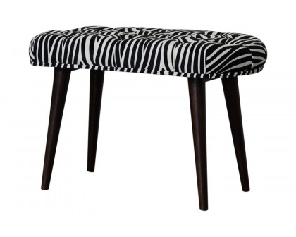 Artisan Deep Button Bench - Zebra, Velvet