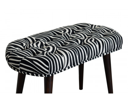 Artisan Deep Button Bench - Zebra, Velvet