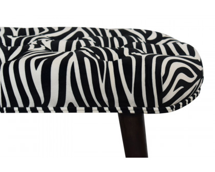 Artisan Deep Button Bench - Zebra, Velvet