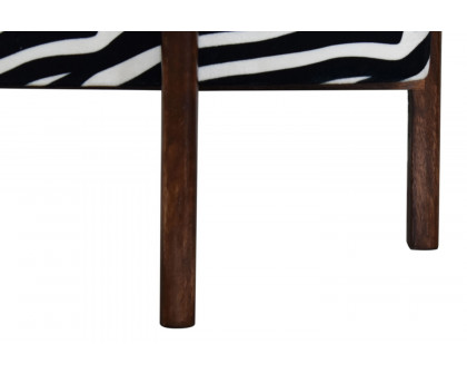 Artisan Footstool with Solid Wood Legs - Zebra, Velvet