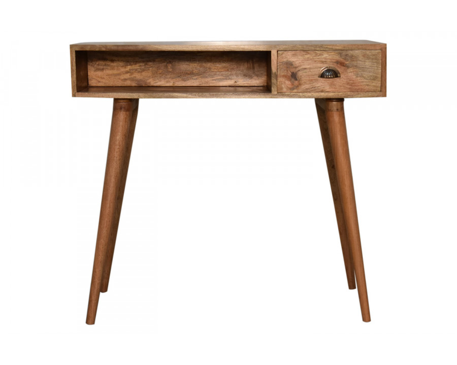 Artisan Solid Wood Open Slot Writing Desk - Oak-ish, With Cable Access