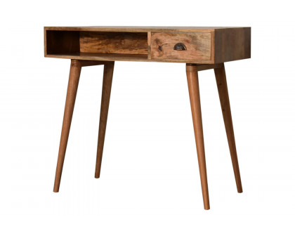 Artisan Solid Wood Open Slot Writing Desk - Oak-ish, With Cable Access