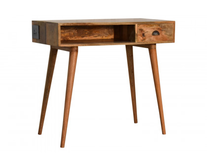 Artisan Solid Wood Open Slot Writing Desk - Oak-ish, With Cable Access