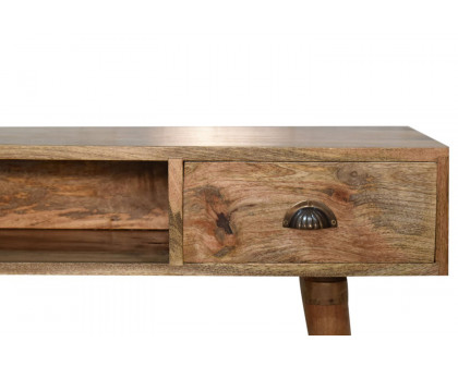 Artisan Solid Wood Open Slot Writing Desk - Oak-ish, With Cable Access