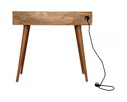 Artisan Solid Wood Open Slot Writing Desk - Oak-ish, With Cable Access