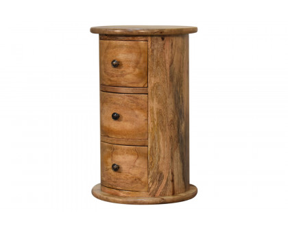 Artisan Mini Drum Bedside with 3 Drawers - Oak-ish