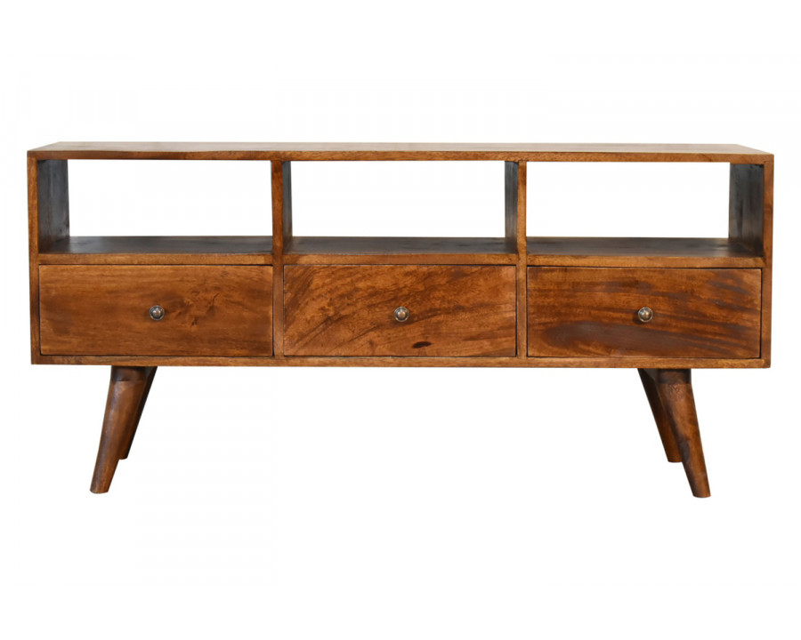 Artisan Nordic Style TV Unit with 3 Drawers - Chestnut