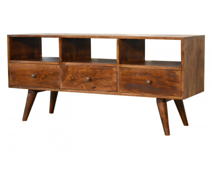 Artisan Nordic Style TV Unit with 3 Drawers - Chestnut