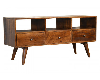 Artisan Nordic Style TV Unit with 3 Drawers - Chestnut