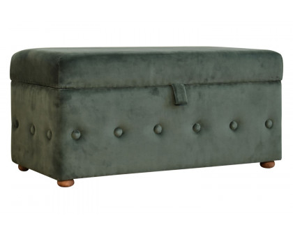 Artisan Lid-up Cotton Velvet Ottoman - Emerald Green