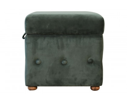 Artisan Lid-up Cotton Velvet Ottoman - Emerald Green