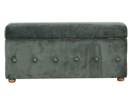 Artisan Lid-up Cotton Velvet Ottoman - Emerald Green