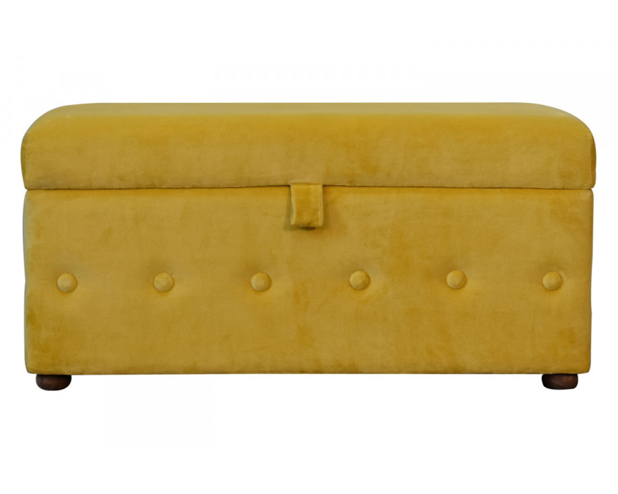 Artisan Lid-up Cotton Velvet Ottoman - Mustard