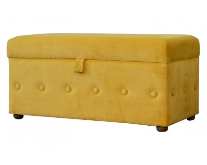 Artisan Lid-up Cotton Velvet Ottoman - Mustard