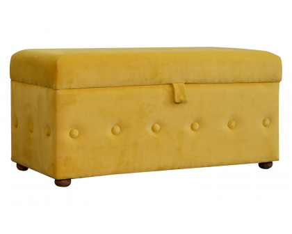 Artisan Lid-up Cotton Velvet Ottoman - Mustard