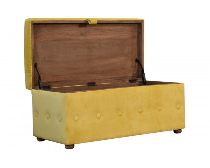 Artisan Lid-up Cotton Velvet Ottoman - Mustard