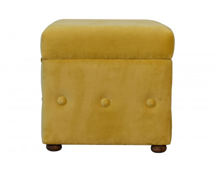 Artisan Lid-up Cotton Velvet Ottoman - Mustard