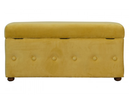 Artisan Lid-up Cotton Velvet Ottoman - Mustard