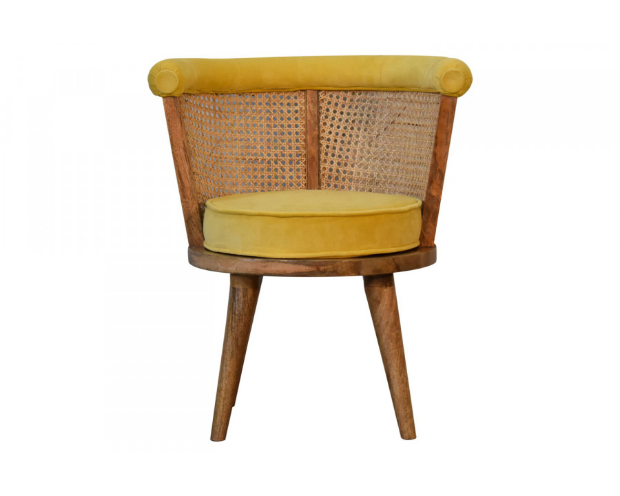 Artisan - Cotton Velvet Rattan Chair in Mustard, Nordic