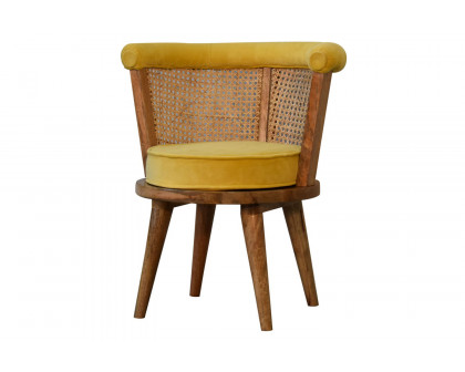 Artisan - Cotton Velvet Rattan Chair in Mustard, Nordic