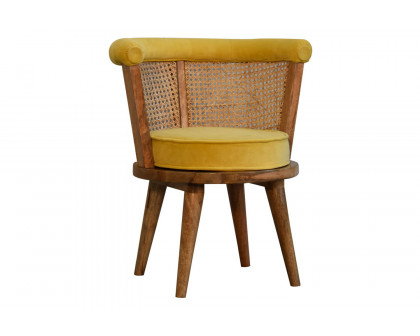 Artisan - Cotton Velvet Rattan Chair in Mustard, Nordic