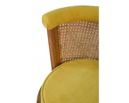 Artisan - Cotton Velvet Rattan Chair in Mustard, Nordic